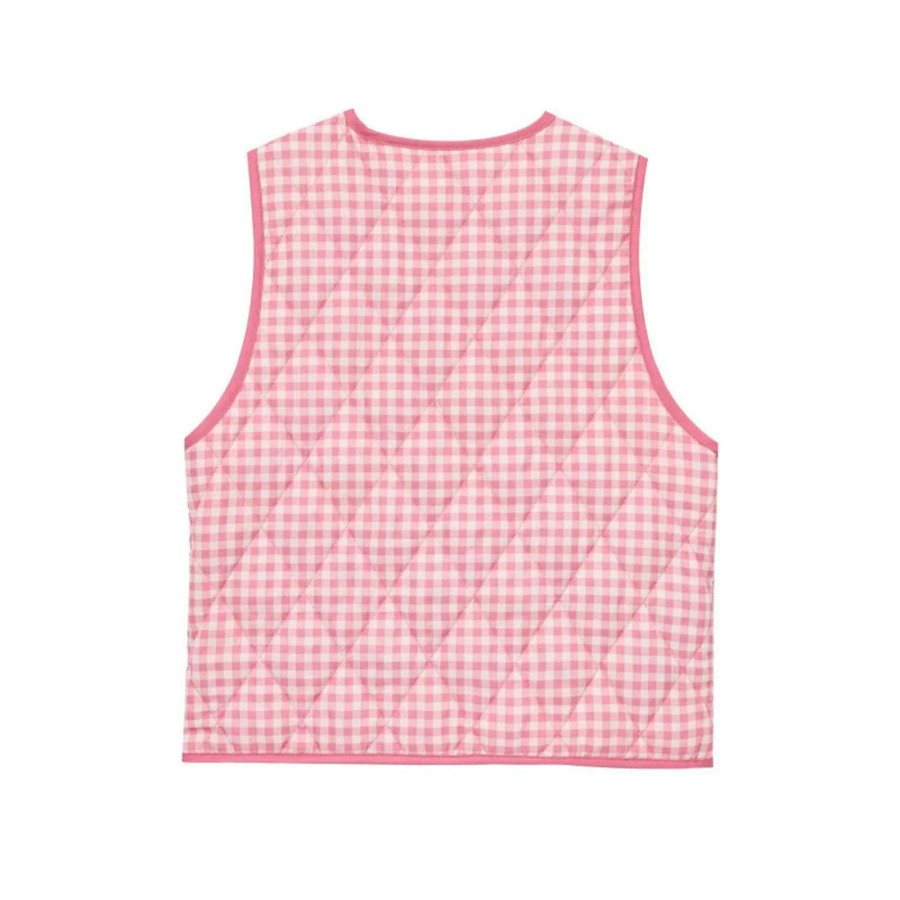 Plaid Pocket Drawstring Vest